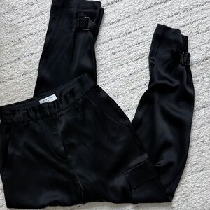 Aritzia Black Satin Cargo Pants